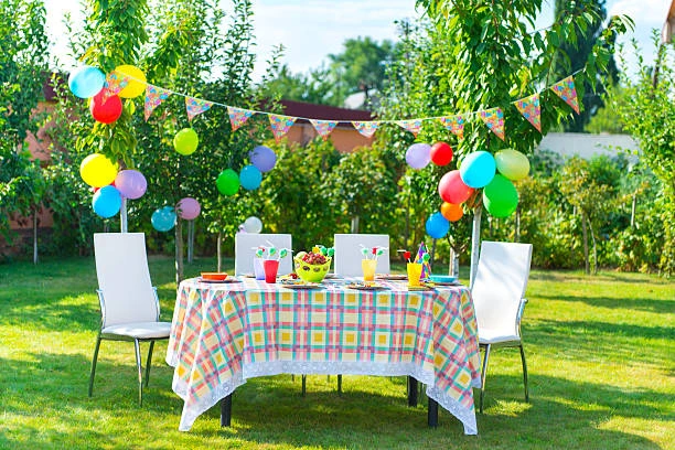 Kids birthday theme with cartoon characters and colorful decorations