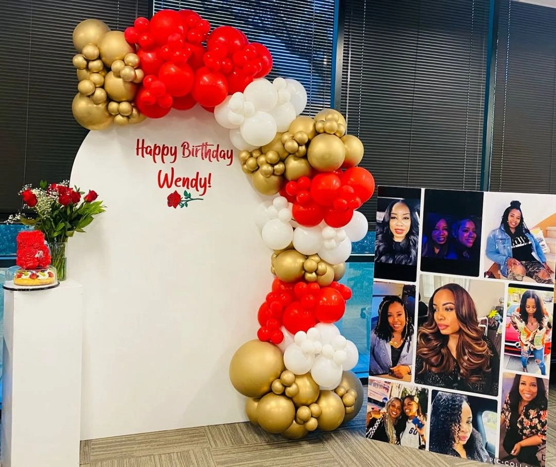 Elegant adult birthday theme with floral decorations and chandeliers