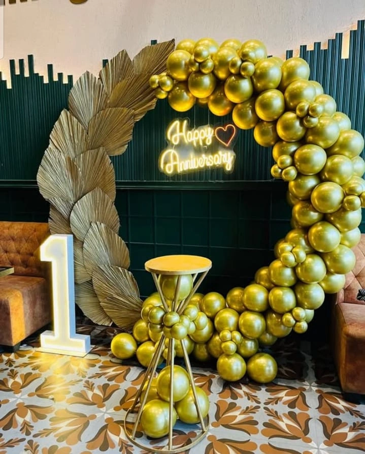 Space birthday theme with galaxy backdrop and astronaut props